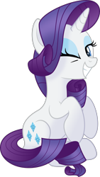 Size: 4000x7117 | Tagged: safe, artist:negatif22, rarity, pony, unicorn, g4, .svg available, cute, female, grin, looking at you, mare, movie accurate, one eye closed, raribetes, simple background, sitting, smiling, smiling at you, solo, transparent background, vector, wink, winking at you