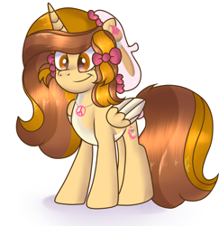 Size: 2074x2136 | Tagged: safe, artist:doraeartdreams-aspy, oc, oc only, oc:aspen, pegasus, pony, female, high res, peace symbol, simple background, solo, white background