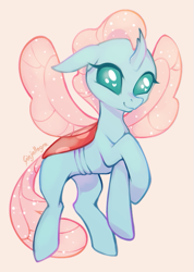 Size: 537x755 | Tagged: safe, artist:ginjallegra, ocellus, changedling, changeling, g4, cute, diaocelles, female, flying, happy, heart eyes, looking at you, simple background, smiling, solo, wingding eyes