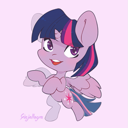 Size: 559x559 | Tagged: safe, artist:ginjallegra, twilight sparkle, alicorn, pony, g4, chibi, cute, female, looking at you, mare, simple background, solo, twiabetes, twilight sparkle (alicorn), wings