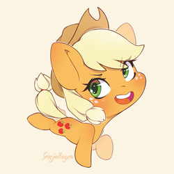 Size: 559x559 | Tagged: safe, artist:ginjallegra, applejack, earth pony, pony, g4, applejack's hat, chibi, cowboy hat, cute, female, hat, jackabetes, mare, simple background, solo