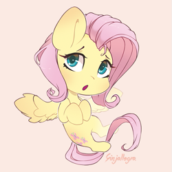 Size: 559x559 | Tagged: safe, artist:ginjallegra, fluttershy, pegasus, pony, g4, chibi, cute, female, looking at you, mare, shyabetes, simple background, solo, wings