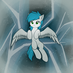 Size: 2021x2021 | Tagged: safe, artist:zylgchs, oc, oc only, oc:cynosura, pegasus, pony, high res, ice, lying down, on back, overhead view, snow, solo