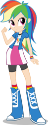 Size: 1024x2638 | Tagged: safe, artist:deathnyan, artist:michaelsety, color edit, edit, rainbow dash, equestria girls, g4, art theft, boots, clothes, female, high heel boots, human coloration, rainbow socks, shoes, simple background, skin color edit, smiling, socks, solo, striped socks, trace, transparent background, vector