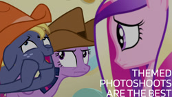 Size: 1280x720 | Tagged: safe, edit, edited screencap, editor:quoterific, screencap, princess cadance, star tracker, twilight sparkle, alicorn, earth pony, pony, g4, once upon a zeppelin, season 7, airship, cowboy hat, female, hat, male, mare, open mouth, open smile, smiling, teenager, twilight sparkle (alicorn), twilight sparkle is not amused, unamused, zeppelin