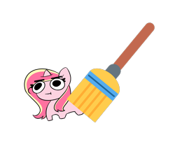 Size: 4864x4152 | Tagged: safe, artist:kittyrosie, oc, oc only, oc:rosa flame, pony, unicorn, broom, cute, horn, meme, ocbetes, simple background, solo, sweeping, transparent background, unicorn oc
