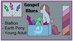 Size: 1192x670 | Tagged: safe, artist:schumette14, oc, oc:gospel blues, earth pony, pony, alternate universe, fiweroks, multiverse, next generation, offspring, parent:toe-tapper, parent:torch song, parents:torchtapper, sunsetverses