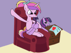 Size: 640x480 | Tagged: source needed, safe, artist:rusticanon, princess cadance, twilight sparkle, pony, unicorn, g4, abuse, alternate hairstyle, animated, butt, couch, diary, endless spanking, female, filly, filly twilight sparkle, over the knee, plot, ponytail, punishment, reddened butt, spanking, twilybuse, younger