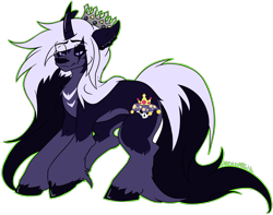 Size: 1721x1353 | Tagged: safe, artist:razinoats, oc, oc only, pony, unicorn, crown, horn, jewelry, regalia, simple background, smiling, transparent background, unicorn oc, unshorn fetlocks