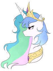 Size: 1649x2184 | Tagged: safe, artist:lucky-em, princess celestia, alicorn, pony, g4, bust, female, jewelry, mare, peytral, profile, simple background, solo, tiara, transparent background