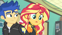 Size: 1191x671 | Tagged: safe, edit, editor:ktd1993, flash sentry, sunset shimmer, equestria girls, g4, duo, female, male, ship:flashimmer, shipping, straight