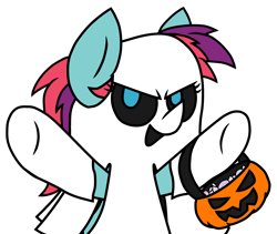 Size: 2229x1884 | Tagged: safe, artist:derpyalex2, oc, oc only, oc:taffy swirl, earth pony, ghost, pony, undead, candy, clothes, costume, food, halloween, halloween costume, holiday, pumpkin, simple background, solo, transparent background