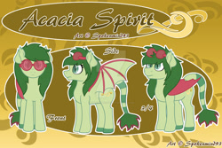 Size: 1920x1280 | Tagged: safe, artist:spokenmind93, oc, oc:acacia spirit, bat pony, bat pony oc, goggles, reference sheet