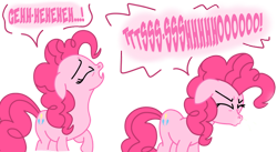 Size: 1024x560 | Tagged: safe, pinkie pie, earth pony, pony, g4, eyebrows, eyes closed, female, fetish, floppy ears, mare, nostrils, onomatopoeia, pink mane, pink tail, raised hoof, simple background, sneeze cloud, sneezing, sneezing fetish, snot, solo, spit, standing, tail, teary eyes, transparent background