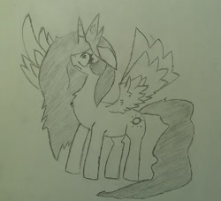 Size: 1280x1162 | Tagged: safe, artist:applejacko1112, princess celestia, pony, g4, ears back, scared, solo, traditional art