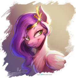Size: 2469x2519 | Tagged: safe, artist:viejillox64art, pipp petals, pegasus, pony, g5, my little pony: a new generation, bust, eye clipping through hair, eyebrows, eyebrows visible through hair, female, high res, lidded eyes, mare, misleading thumbnail, portrait, smiling, smug, solo