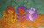 Size: 1280x815 | Tagged: safe, artist:dex stewart, apple bloom, scootaloo, sweetie belle, butterfly, g4, cutie mark crusaders, eyes closed, sleeping, species swap, traditional art