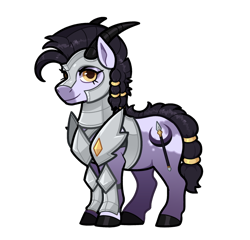 Size: 840x805 | Tagged: safe, alternate version, artist:lastnight-light, oc, oc only, oc:javelin, earth pony, pony, armor, female, horns, mare, simple background, solo, transparent background