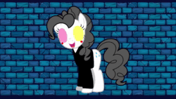 Size: 1280x720 | Tagged: safe, artist:phase88, fifteen.ai, pinkie pie, earth pony, pony, g4, 1000 hours in ms paint, ai voice, clothes, deltarune, female, heterochromia, mare, meme, solo, spamton, suit, that pony sure does love pipis, undertale, webm, youtube