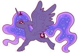 Size: 1280x880 | Tagged: safe, artist:rainbowheartunicorn, princess luna, alicorn, pony, g4, crown, cute, female, floppy ears, jewelry, lunabetes, mare, profile, regalia, simple background, solo, spread wings, transparent background, vector, wings