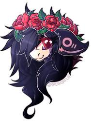 Size: 637x845 | Tagged: safe, artist:razinoats, oc, oc only, oc:olivia, earth pony, pony, bust, earth pony oc, eyelashes, female, floral head wreath, flower, mare, simple background, smiling, tattoo, transparent background