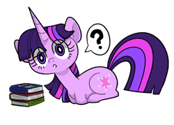 Size: 2100x1500 | Tagged: safe, artist:rainbowheartunicorn, twilight sparkle, pony, unicorn, g4, book, cute, eye clipping through hair, ponyloaf, question mark, simple background, solo, transparent background, twiabetes, unicorn twilight