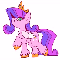 Size: 3700x3700 | Tagged: safe, artist:rainbowheartunicorn, part of a set, pipp petals, pegasus, pony, g5, my little pony: a new generation, adorapipp, alternate hairstyle, colored pupils, crown, cute, high res, jewelry, raised hoof, redesign, regalia, simple background, solo, white background