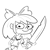 Size: 1584x1584 | Tagged: safe, artist:tjpones, apple bloom, human, g4, black and white, female, freckles, grayscale, humanized, lineart, machete, monochrome, simple background, smiling, solo, tattered, white background