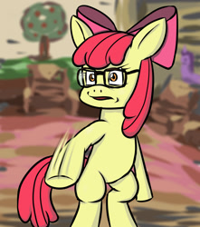 Size: 904x1023 | Tagged: safe, artist:sonicdramon, apple bloom, earth pony, pony, g4, bipedal, female, filly, glasses, solo