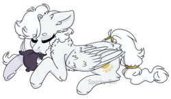 Size: 1280x743 | Tagged: safe, artist:sparky-boi, oc, oc only, oc:aurelia, pegasus, pony, female, lying down, mare, pillow, prone, simple background, sleeping, solo, transparent background