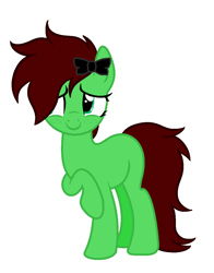 Size: 852x1086 | Tagged: safe, artist:lucky-em, oc, oc only, oc:emerald, earth pony, pony, base used, bow, female, hair bow, mare, raised hoof, simple background, smiling, solo, white background
