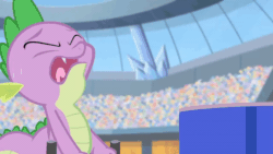 Size: 600x338 | Tagged: safe, edit, edited screencap, screencap, spike, dragon, equestria games (episode), g4, season 4, animated, edited gif, eyes closed, inhaling, out of context, puffed chest, solo, torch
