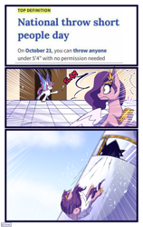Size: 2400x3800 | Tagged: safe, artist:celes-969, pipp petals, zipp storm, pegasus, pony, g5, my little pony: a new generation, abuse, broken glass, defenestration, door, falling, female, height supremacy, high res, national throw short people day, petalbuse, phone, pipp is short, royal sisters (g5), siblings, sisters, sisters being sisters, this will end in pain, this will end in tears, throwing, urban dictionary, yeet