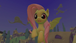 Size: 1280x720 | Tagged: artist needed, source needed, safe, fluttershy, bat pony, pony, g4, 3d, bat ponified, female, flutterbat, flying, mare, night, race swap, solo