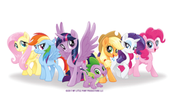 Size: 700x400 | Tagged: artist needed, safe, applejack, fluttershy, pinkie pie, rainbow dash, rarity, spike, twilight sparkle, alicorn, dragon, earth pony, pegasus, pony, unicorn, g4, my little pony: the movie, official, applejack's hat, cowboy hat, freckles, hat, horn, mane seven, mane six, render, simple background, stock vector, twilight sparkle (alicorn), vector, white background, wings