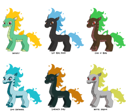 Size: 7344x6528 | Tagged: safe, artist:supahdonarudo, tianhuo (tfh), dragon, hybrid, longma, them's fightin' herds, alternate color palette, beast wars, bowser, bowser's fury, color palette, community related, dinobot, godzilla, godzilla (series), male, mechagodzilla, palette swap, raya and the last dragon, recolor, reference, simple background, sisu, transformers, transparent background