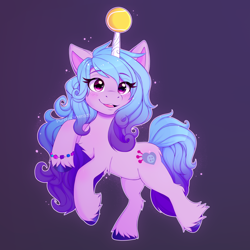 Size: 3100x3100 | Tagged: safe, artist:purplekitten203, izzy moonbow, pony, unicorn, g5, my little pony: a new generation, ball, bracelet, chest fluff, female, high res, hoof fluff, horn, hornball, izzy's tennis ball, jewelry, open mouth, solo, tennis ball