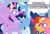 Size: 724x499 | Tagged: safe, artist:badumsquish-edits, derpibooru exclusive, edit, edited edit, editor:enrique zx, editor:glimenade, luster dawn, sunburst, trixie, twilight sparkle, alicorn, pony, unicorn, g4, my little pony: friendship is magic, the last problem, action lines, assault, beard, boop, caption, cloak, clothes, crown, dialogue, dying for pie, eye contact, facial hair, father and child, father and daughter, female, fierce, filly, filly luster dawn, grabbing, group, jewelry, looking at each other, luster dawn is trixie's and sunburst's daughter, luster dawn is trixie's daughter, male, mama bear, mare, meme, mlp fim's eleventh anniversary, mother and child, mother and daughter, mother and father, mothers gonna mother, nickname, noseboop, offspring, older, older twilight, older twilight sparkle (alicorn), open mouth, overprotective, parent and child, parent:sunburst, parent:trixie, peytral, ponies riding ponies, pounce, princess twilight 2.0, raised hoof, regalia, riding, scared, ship:trixburst, shipping, show accurate, spongebob squarepants, spread wings, stallion, straight, sunburst's cloak, surprised, text, threatening, translation, trixie riding twilight, twilight sparkle (alicorn), wall of tags, wings, yelling