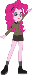 Size: 1782x4096 | Tagged: safe, artist:edy_january, edit, vector edit, pinkie pie, equestria girls, g4, clothes, girls und panzer, jacket, marine, marines, military, pants, saunders, shoes, short pants, simple background, solo, transparent background, united states, usmc, vector