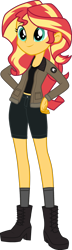 Size: 1181x4096 | Tagged: safe, artist:edy_january, edit, vector edit, sunset shimmer, equestria girls, g4, boots, clothes, geode of empathy, girls und panzer, jacket, magical geodes, marine, marines, military, pants, saunders, shirt, shoes, short pants, solo, t-shirt, united states, usmc, vector
