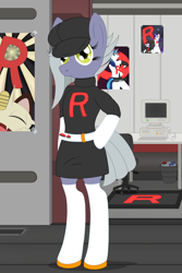 Size: 3200x4800 | Tagged: safe, artist:fascismnotincluded, limestone pie, earth pony, semi-anthro, g4, arm hooves, pokémon, solo, team rocket