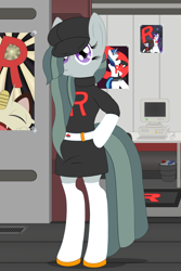 Size: 3200x4800 | Tagged: safe, artist:fascismnotincluded, marble pie, earth pony, semi-anthro, g4, arm hooves, pokémon, solo, team rocket