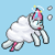 Size: 512x512 | Tagged: safe, artist:nitobit, zipp storm, pegasus, pony, g5, my little pony: a new generation, circling stars, cloud, crash, dizzy, female, mare, pixel art, solo, stuck, stuck in a cloud