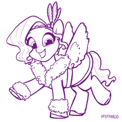 Size: 2048x2048 | Tagged: safe, artist:pfeffaroo, pipp petals, pegasus, pony, g5, my little pony: a new generation, adorapipp, bathrobe, clothes, cute, high res, monochrome, robe, simple background, smiling, solo, spa robe, white background