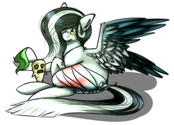 Size: 1387x998 | Tagged: safe, artist:sketchytwi, oc, oc only, pegasus, pony, bandage, blood, lying down, pegasus oc, prone, simple background, solo, transparent background, wings