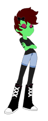 Size: 244x613 | Tagged: safe, artist:lucky-em, oc, oc only, oc:emerald, equestria girls, g4, base used, boots, bow, clothes, crossed arms, equestria girls oc, equestria girls-ified, female, hair bow, makeup, shoes, shorts, simple background, solo, transparent background