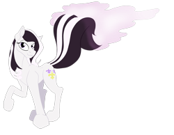 Size: 3600x2800 | Tagged: safe, artist:sixes&sevens, fleur-de-lis, pony, skunk, skunk pony, g4, female, high res, looking at you, simple background, skunkified, smelly, solo, species swap, transparent background, visible stench