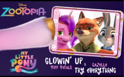 Size: 866x540 | Tagged: safe, pipp petals, fox, pegasus, pony, rabbit, g5, my little pony: a new generation, animal, crossover, judy hopps, looking at you, nick wilde, phone, thumbnail, zootopia
