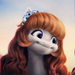 Size: 1079x1081 | Tagged: safe, artist:annaxeptable, edit, edited screencap, screencap, oc, oc only, oc:sherri sun, pegasus, pony, g4, g5, my little pony: a new generation, female, flower, flower in hair, g4 to g5, g5 movie accurate, mare, pegasus oc, solo