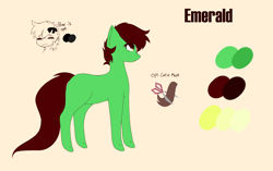 Size: 2700x1700 | Tagged: safe, artist:lucky-em, oc, oc only, earth pony, pony, bow, bust, duo, earth pony oc, eyes closed, female, hair bow, mare, reference sheet, scissors, simple background, smiling, yellow background